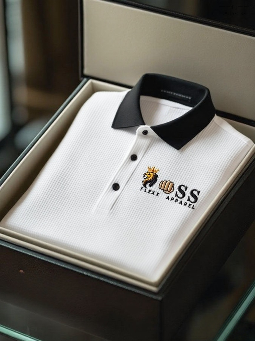 Comfortable Men's Waffle Knit Letter Print Polo Shirt, Business Casual Style