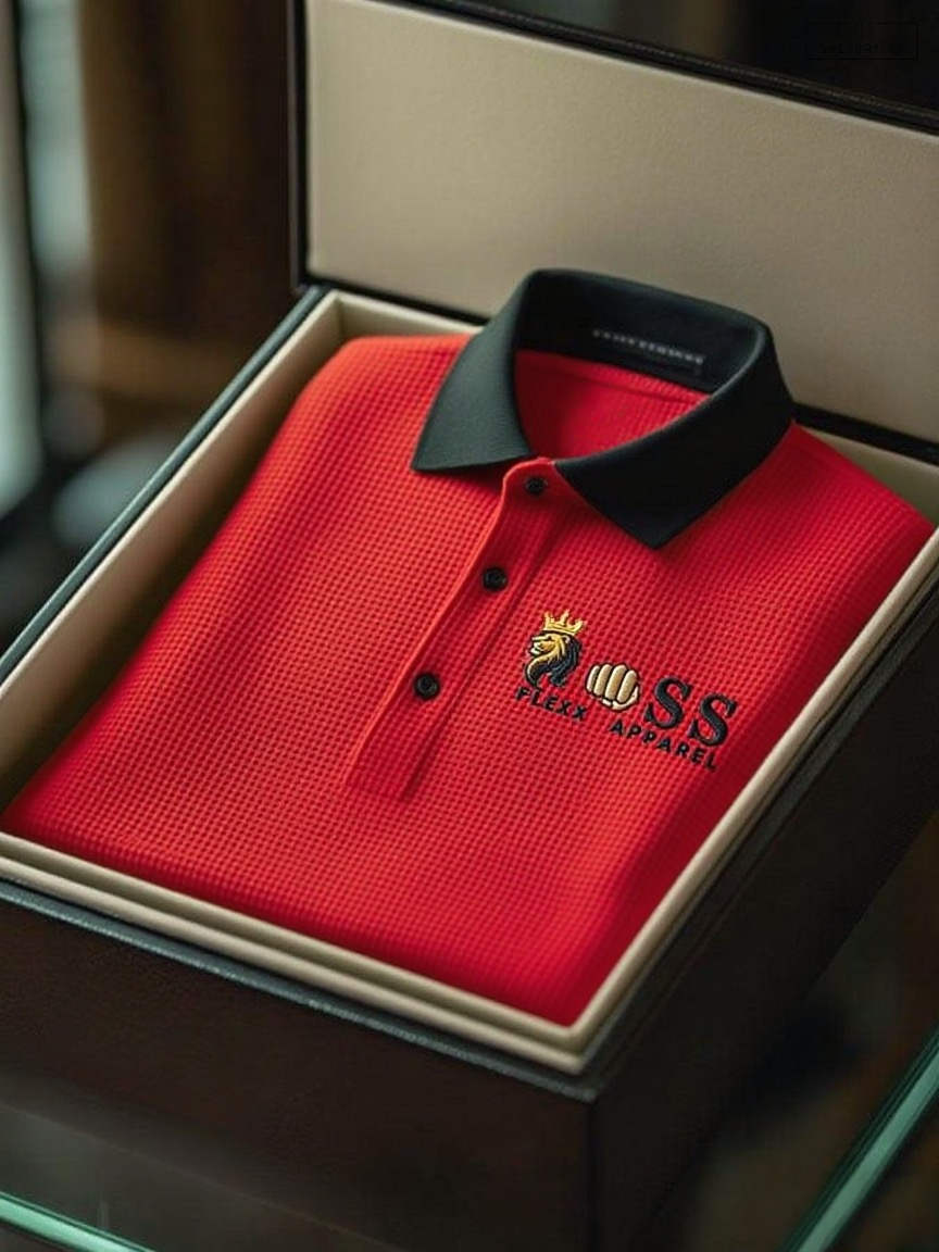 Comfortable Men's Waffle Knit Letter Print Polo Shirt, Business Casual Style