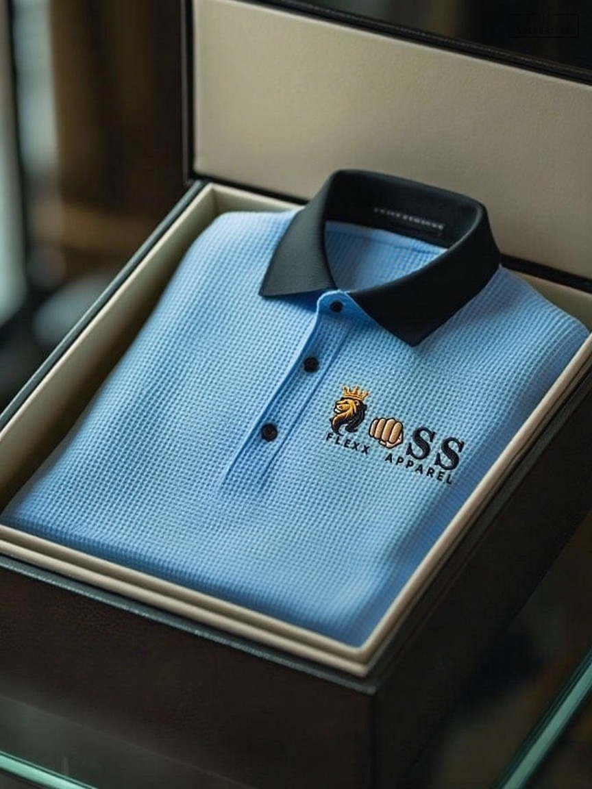 Comfortable Men's Waffle Knit Letter Print Polo Shirt, Business Casual Style