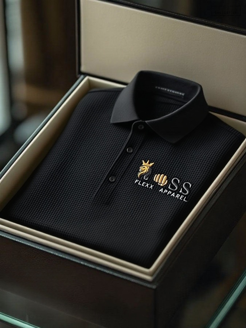 Comfortable Men's Waffle Knit Letter Print Polo Shirt, Business Casual Style