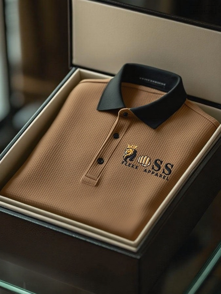 Comfortable Men's Waffle Knit Letter Print Polo Shirt, Business Casual Style