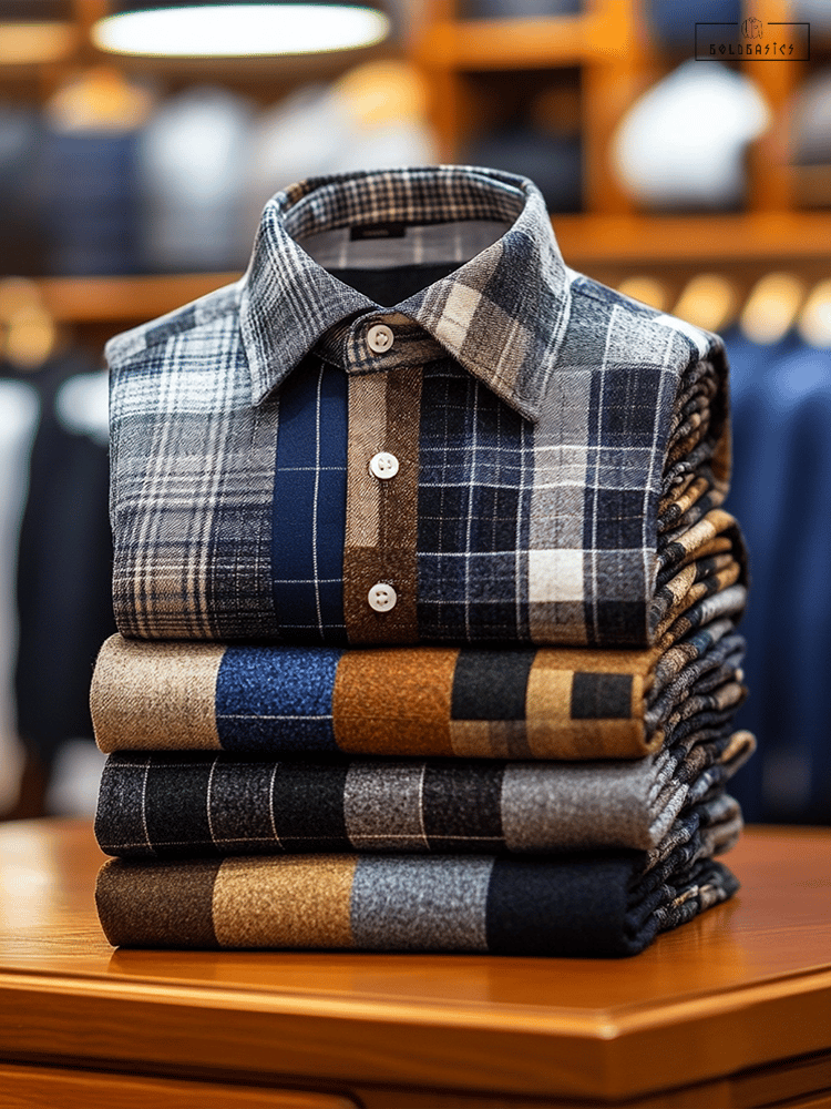 Men's Classic Luxury Business Long Sleeve Shirt - Stylish Contrast Color Design