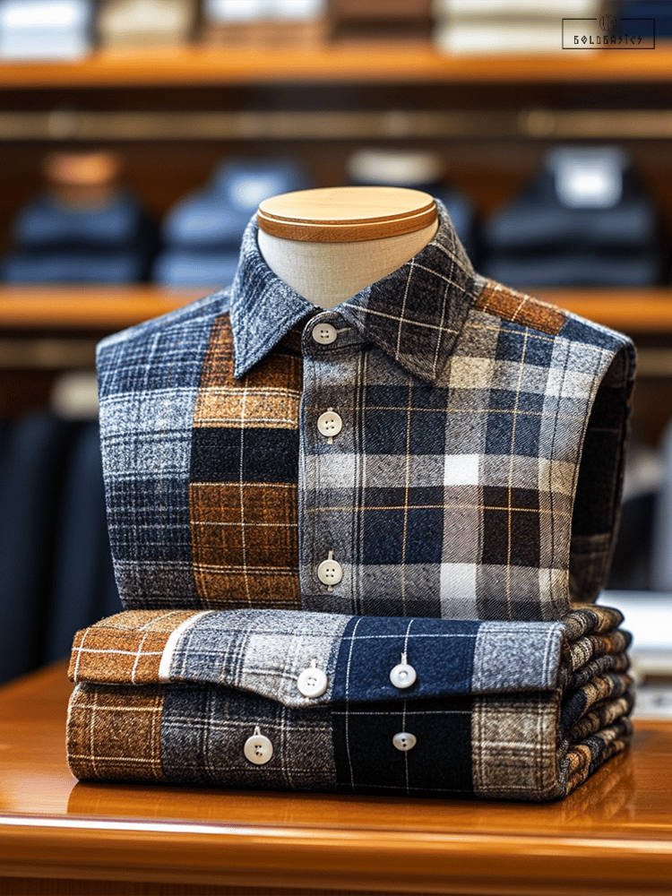 Men's Classic Luxury Contrast Color Business Long Sleeve Shirt - Stylish Formal