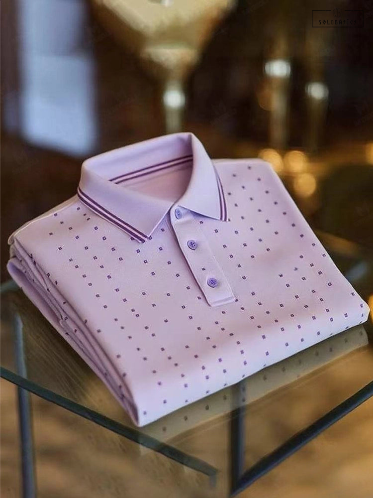 Men's Classic Plaid Polo Shirt - Comfortable Business Casual Short Sleeve Top