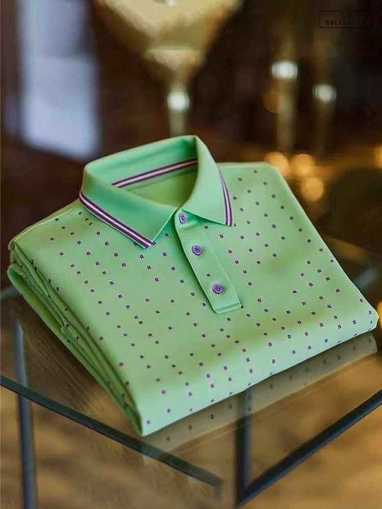 Men's Classic Plaid Polo Shirt - Comfortable Business Casual Short Sleeve Top