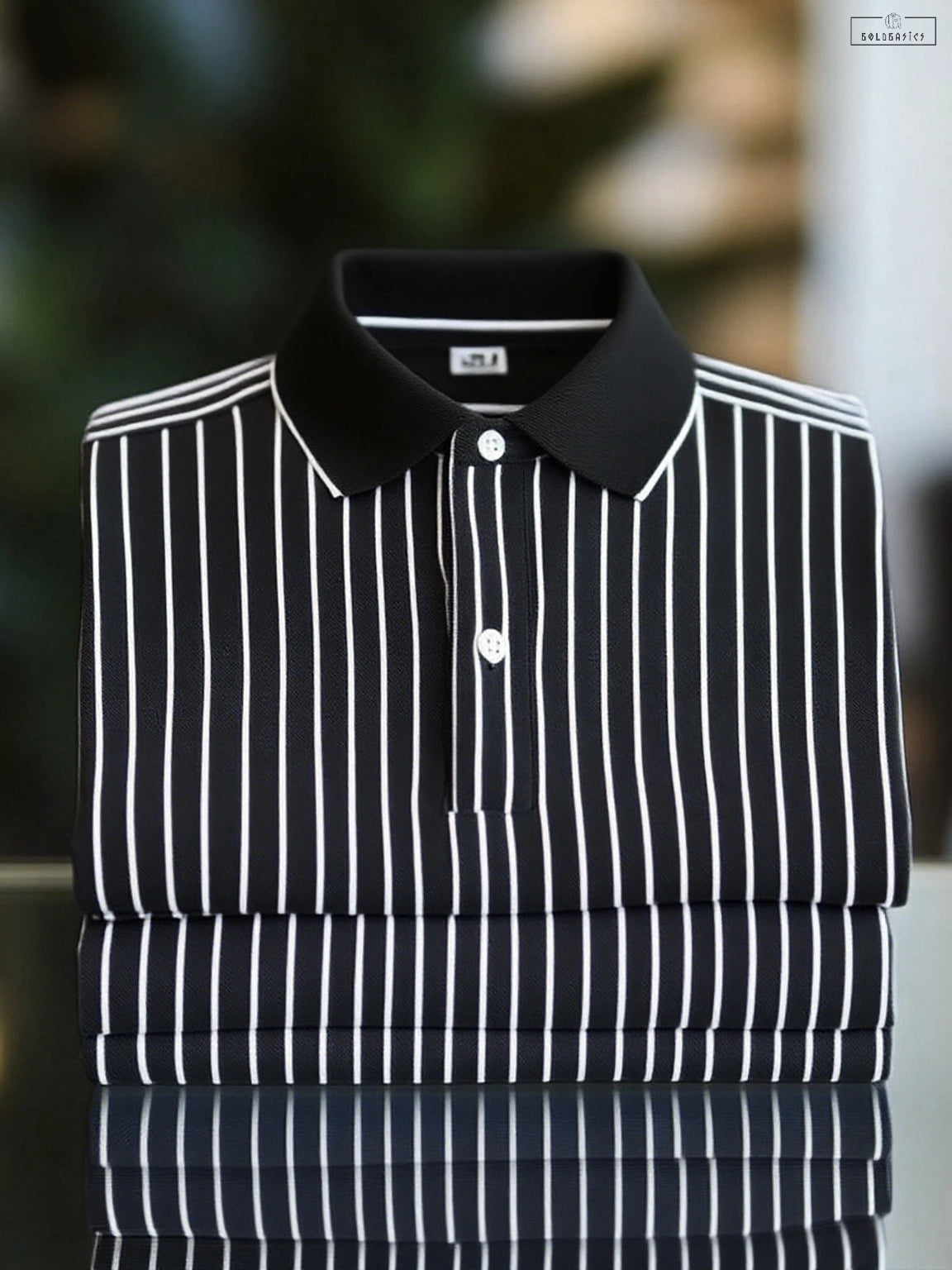 Men's Classic Striped Short Sleeve Polo Shirt: Breathable, Stylish, Button-Down Comfort