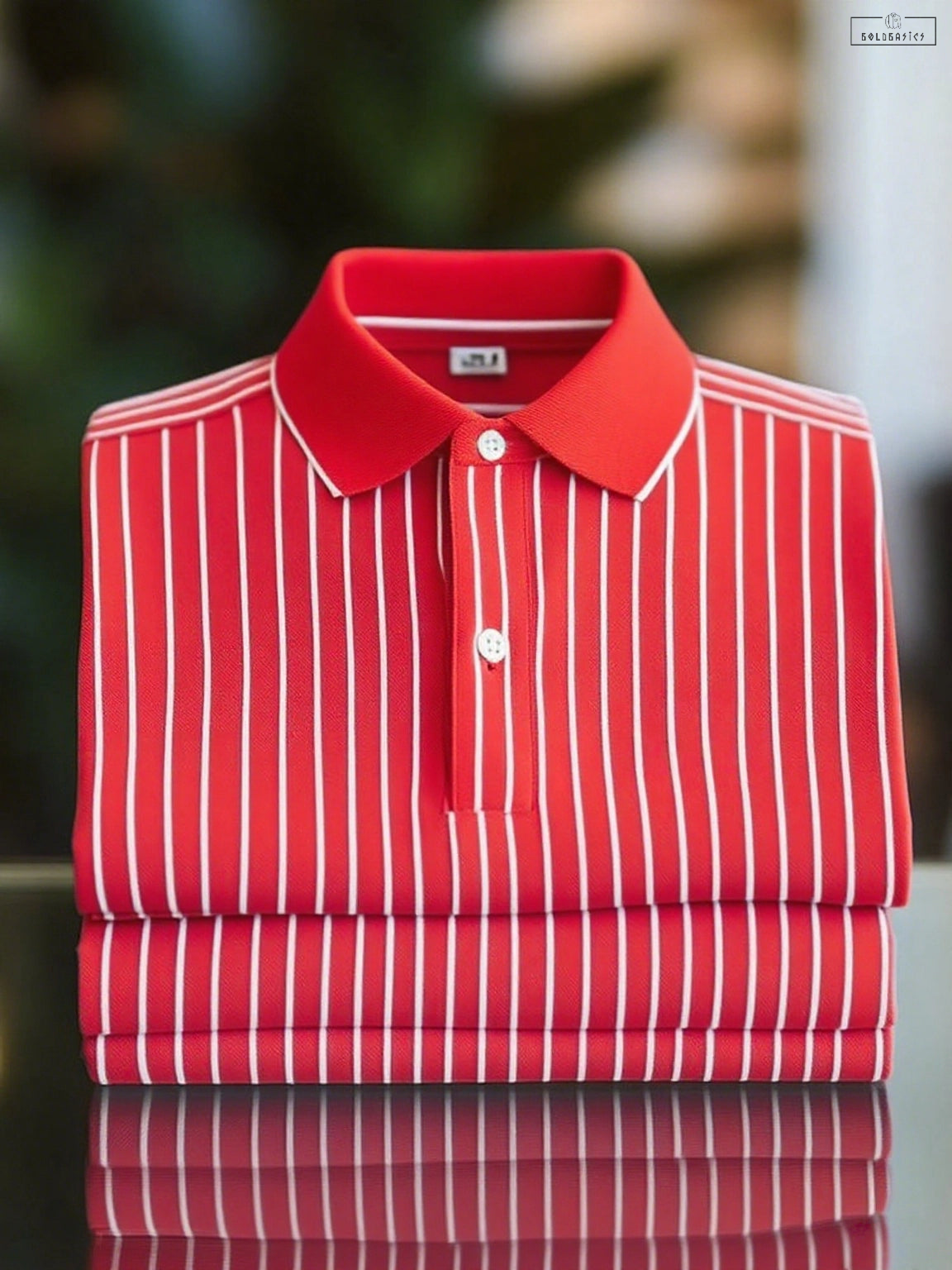 Men's Classic Striped Short Sleeve Polo Shirt: Breathable, Stylish, Button-Down Comfort