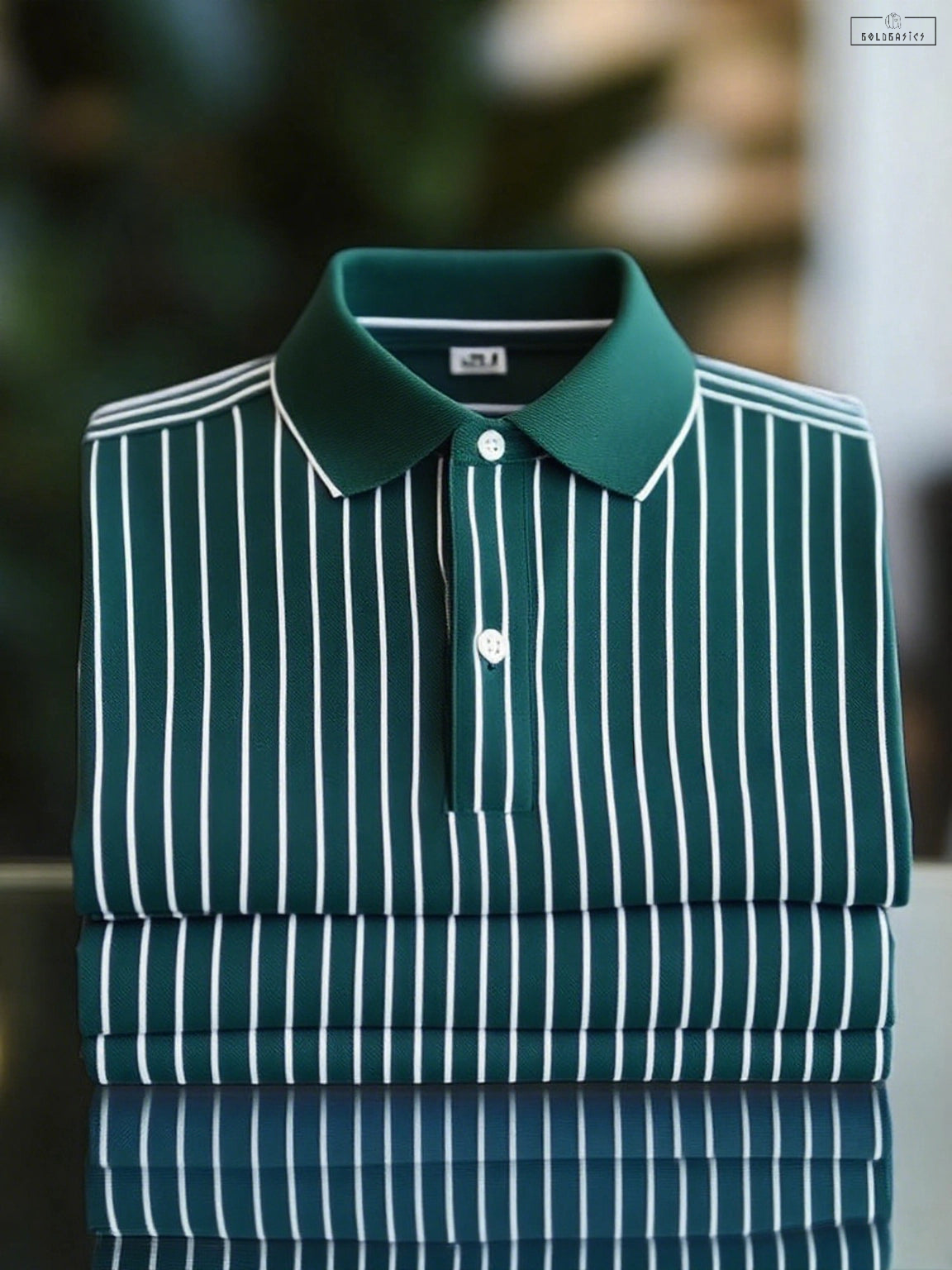 Men's Classic Striped Short Sleeve Polo Shirt: Breathable, Stylish, Button-Down Comfort