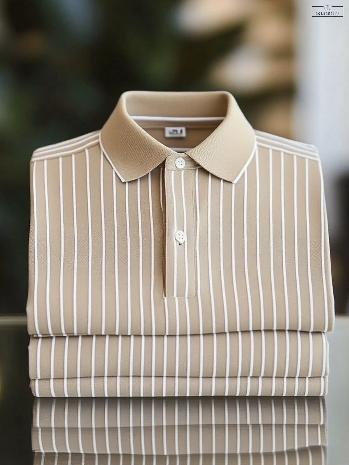 Men's Classic Striped Short Sleeve Polo Shirt: Breathable, Stylish, Button-Down Comfort