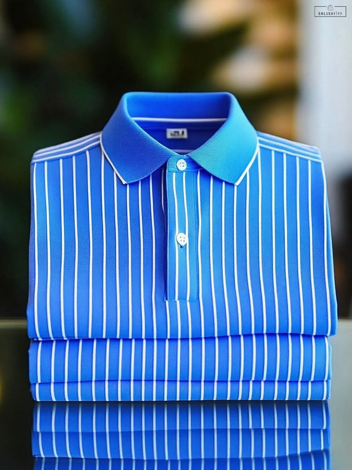 Men's Classic Striped Short Sleeve Polo Shirt: Breathable, Stylish, Button-Down Comfort
