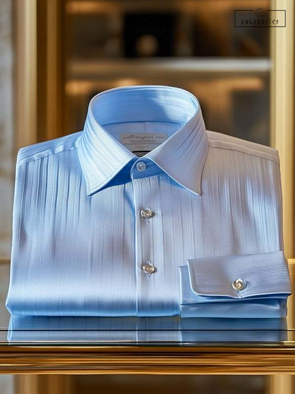 Men's Luxury Silk Blend Business Long Sleeve Shirt Button-Down Design