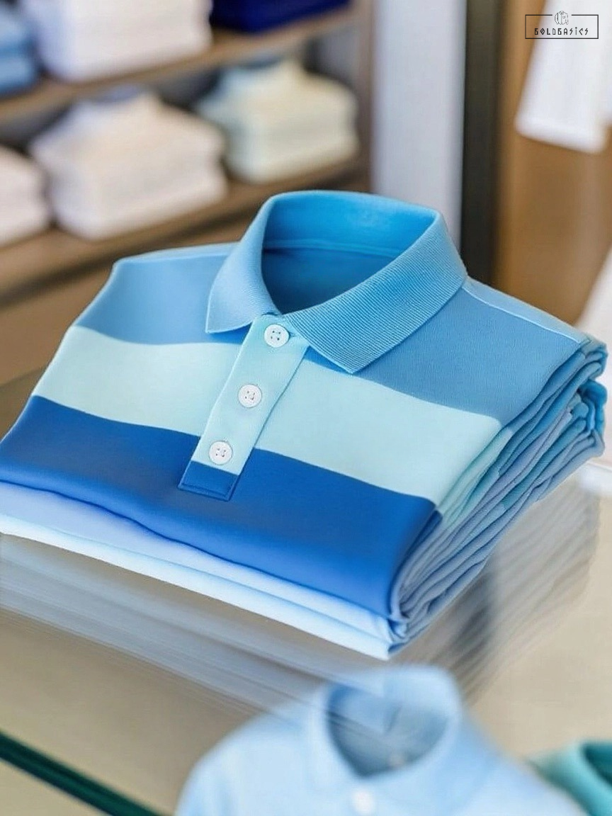 Men's Stylish Colour Block Stripe Business Casual Button Short Sleeve Polo Shirt