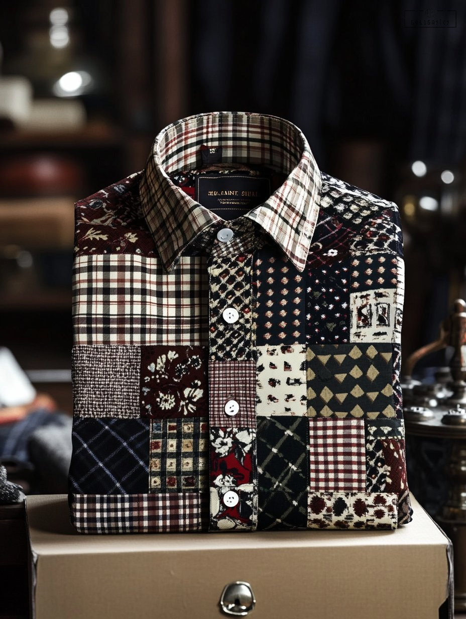 Men's Stylish Contrast Color Business Long Sleeve Shirt - Luxury Everyday Comfort