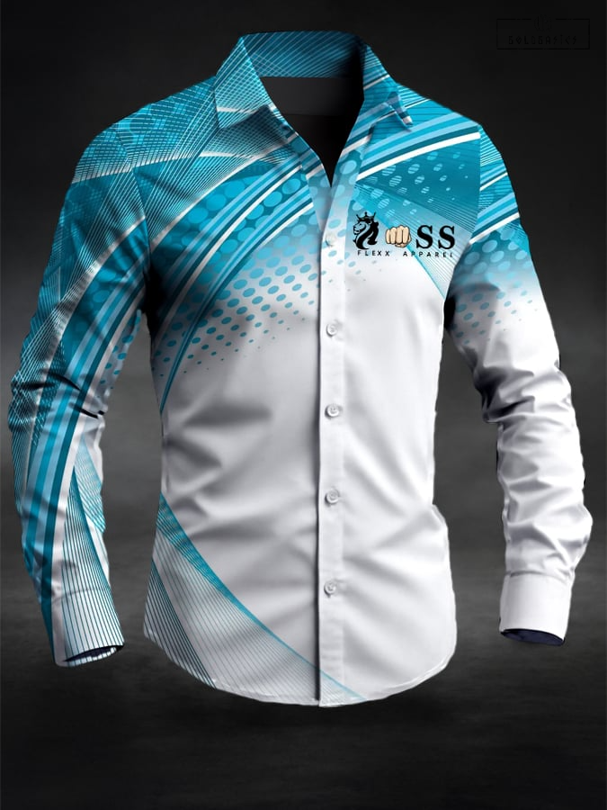 Men's Stylish Retro Letter Printed Cotton Blend Long Sleeve Business Casual Shirt