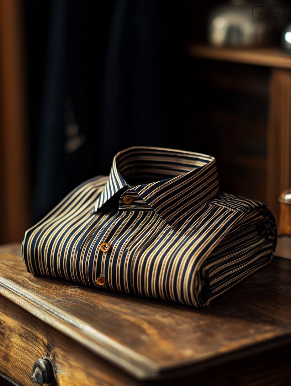 Men's Tribal Striped Cotton Blend Loose Fit Long Sleeve Button-Down Shirt