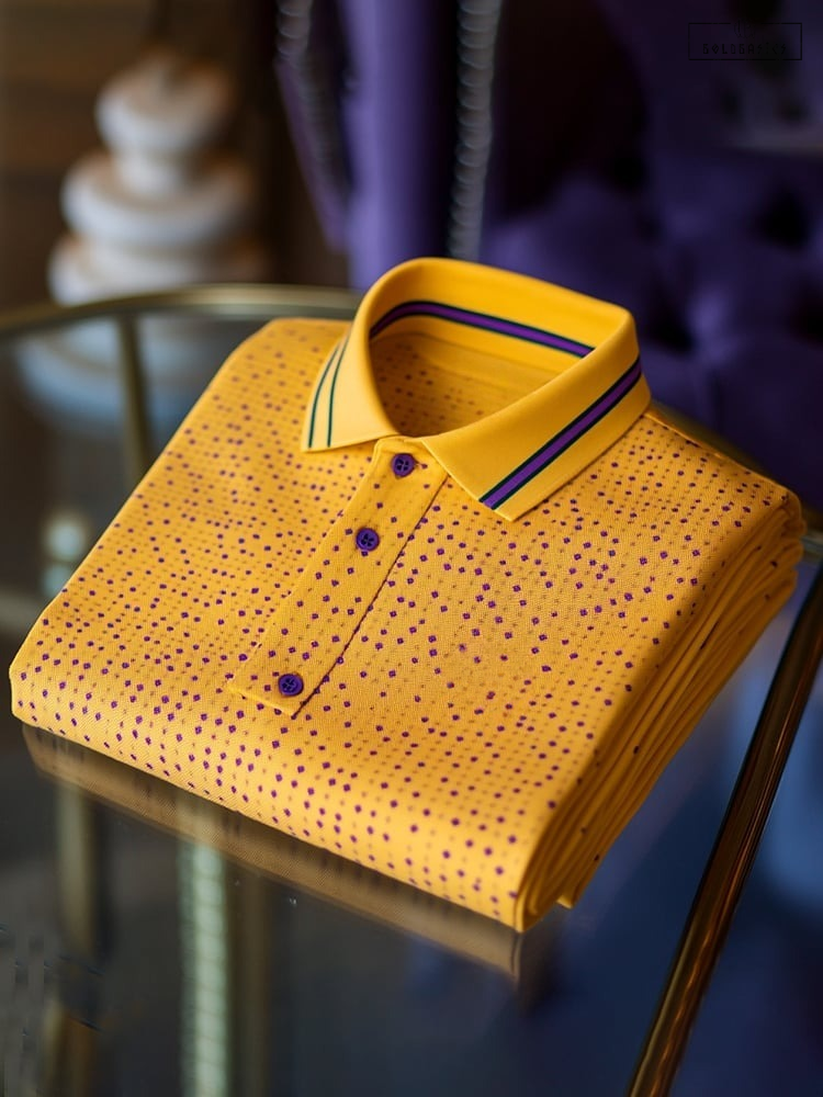 Stylish Business Plaid Short Sleeve Polo Shirt for Men, Casual Comfort Fit